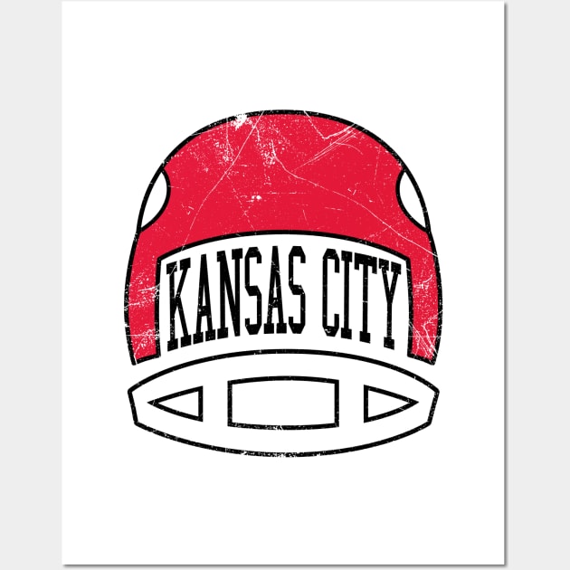 Kansas City Retro Helmet - White Wall Art by KFig21